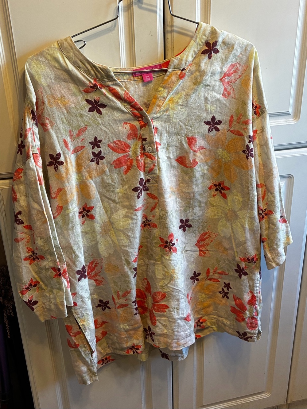 Woman Within plus-size floral print popover tunic top, Size: XS
